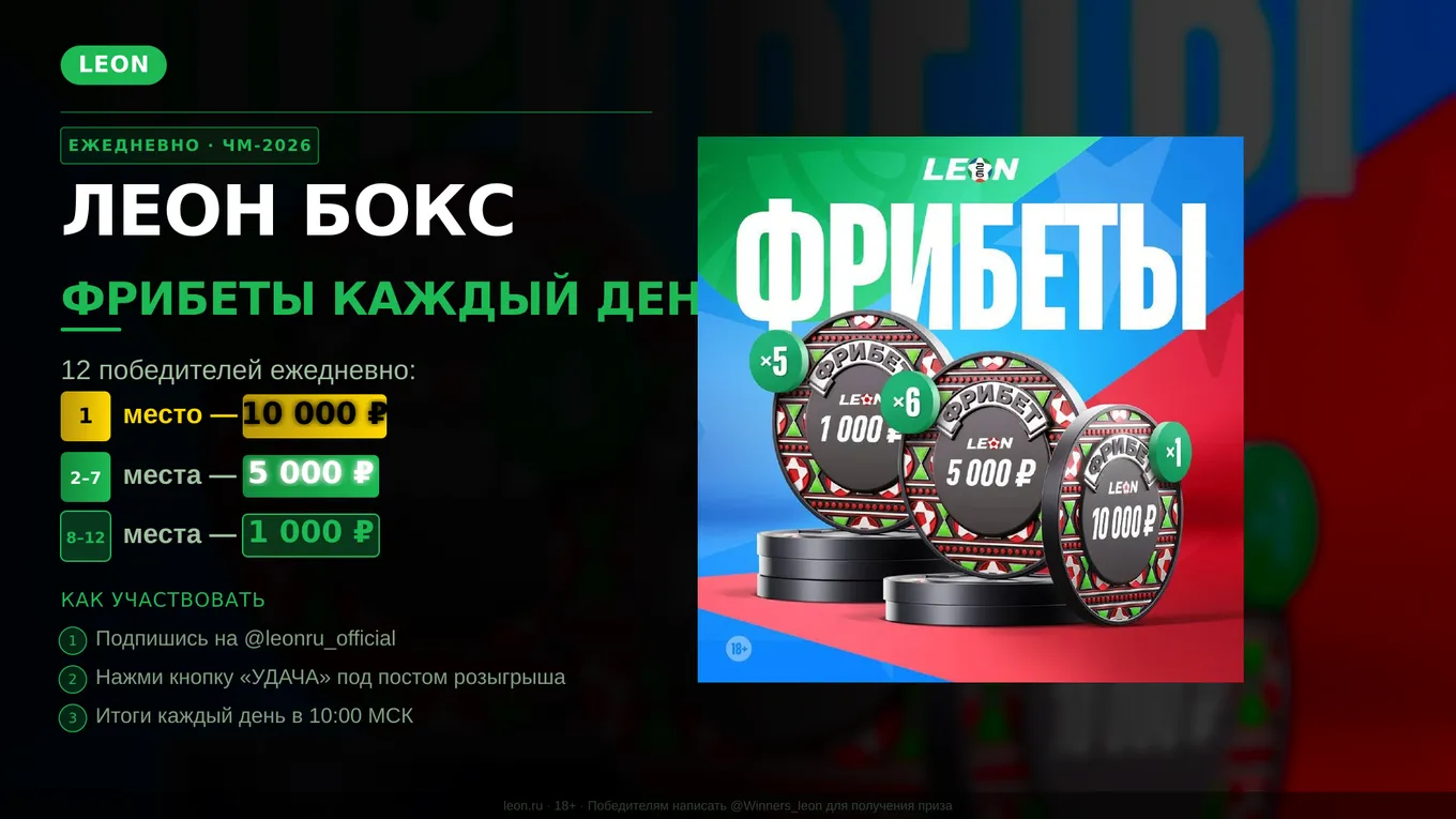 Ежедневный конкурс Leon: фрибеты до 10 000 ₽ на ЧМ-2026