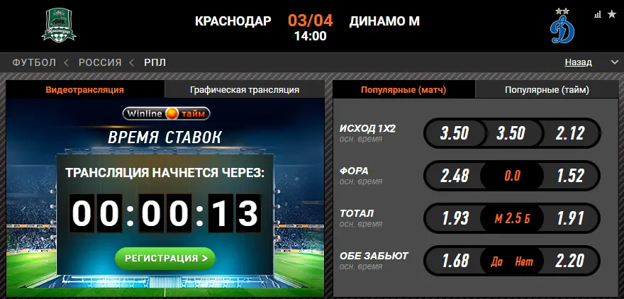 Винлайн «Краснодар» – «Динамо»